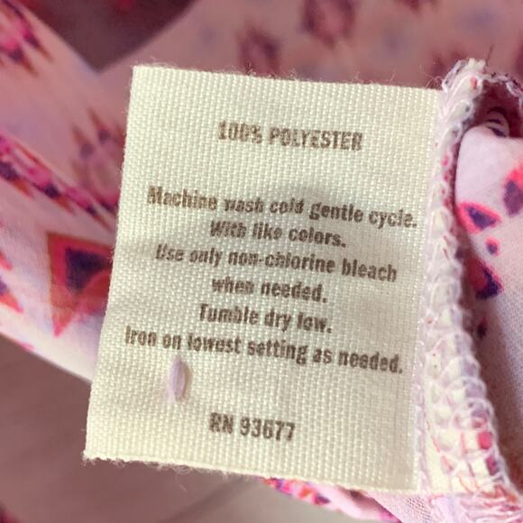 Decree Pink Sheer Geometric Pattern Blouse Swim Cover Up Tie Neck Size M - Picture 11 of 16